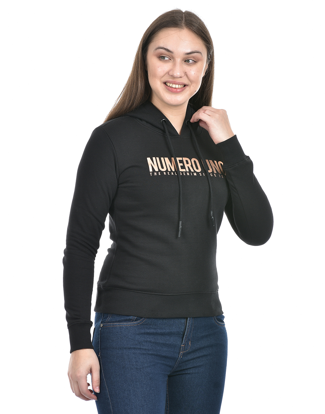 Numero Uno Women Abstract Black Sweat Shirt